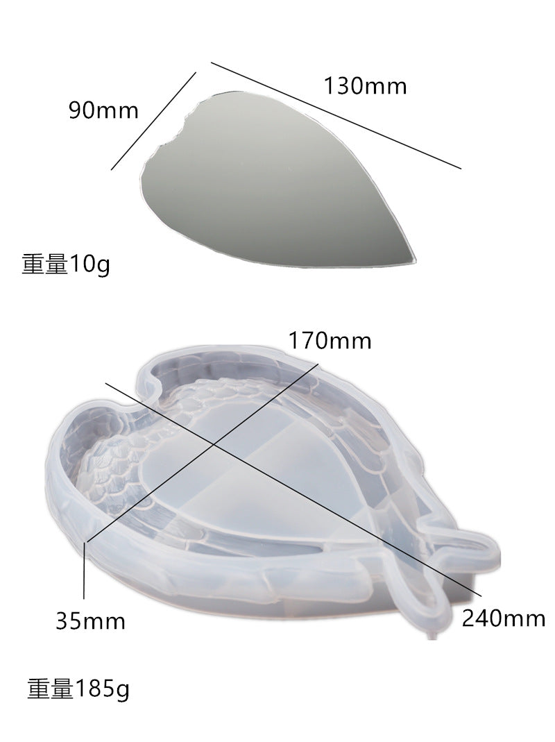 Silicone Mold Wings Love Mirror Tray Feather Mirror for DIY Resin Crafts